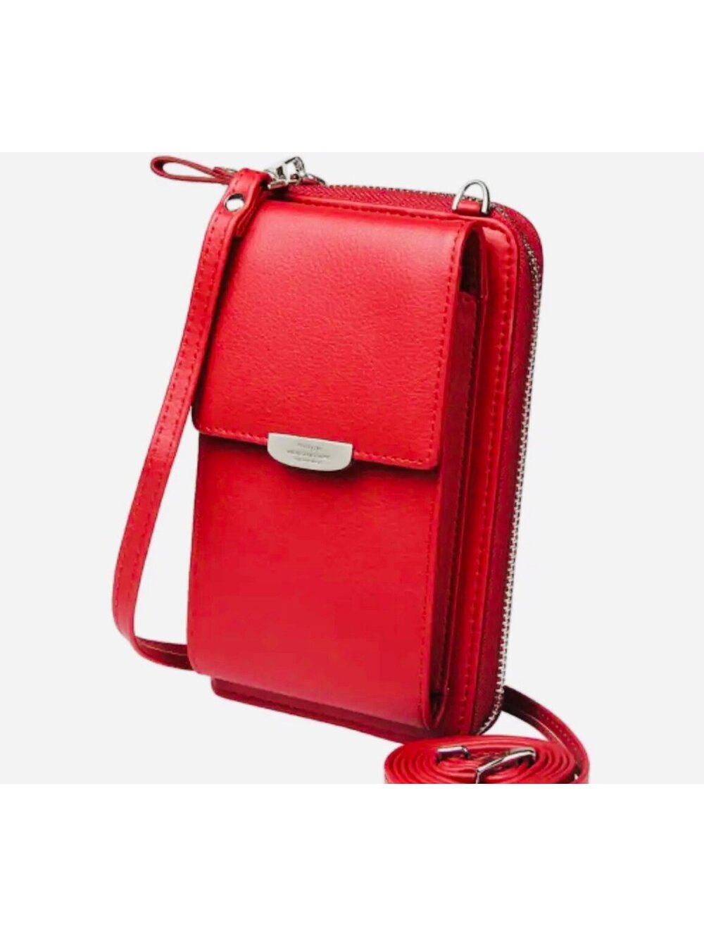 New - Retro Style - Faux Leather Crossbody Wallet /Phone Bag - Red